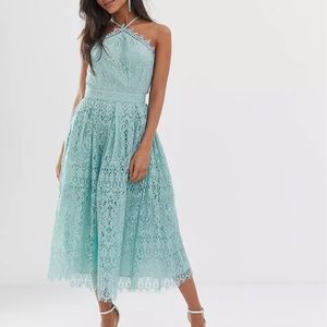 ASOS Lace Midi Dress in Light Blue